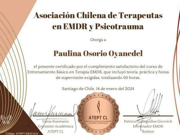 Certificado Terapeuta EMDR